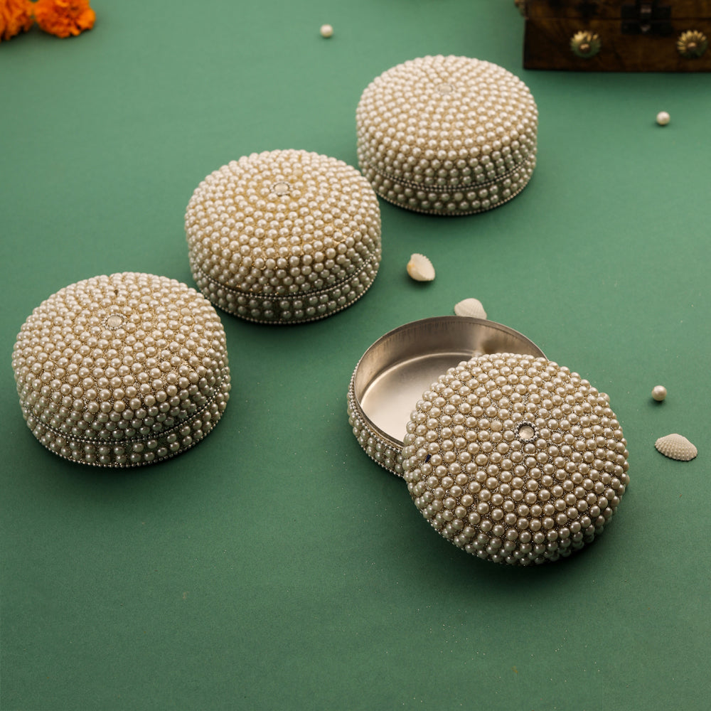 Pearl kumkum Box Set Of Four (2 Inch) Vedansh Craft