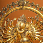 Brass Sixteen Armed Dancing Ganesha Idol (25.5 Inch) Vedansh Craft