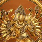 Brass Sixteen Armed Dancing Ganesha Idol (25.5 Inch) Vedansh Craft