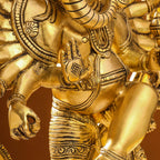 Brass Sixteen Armed Dancing Ganesha Idol (25.5 Inch) Vedansh Craft