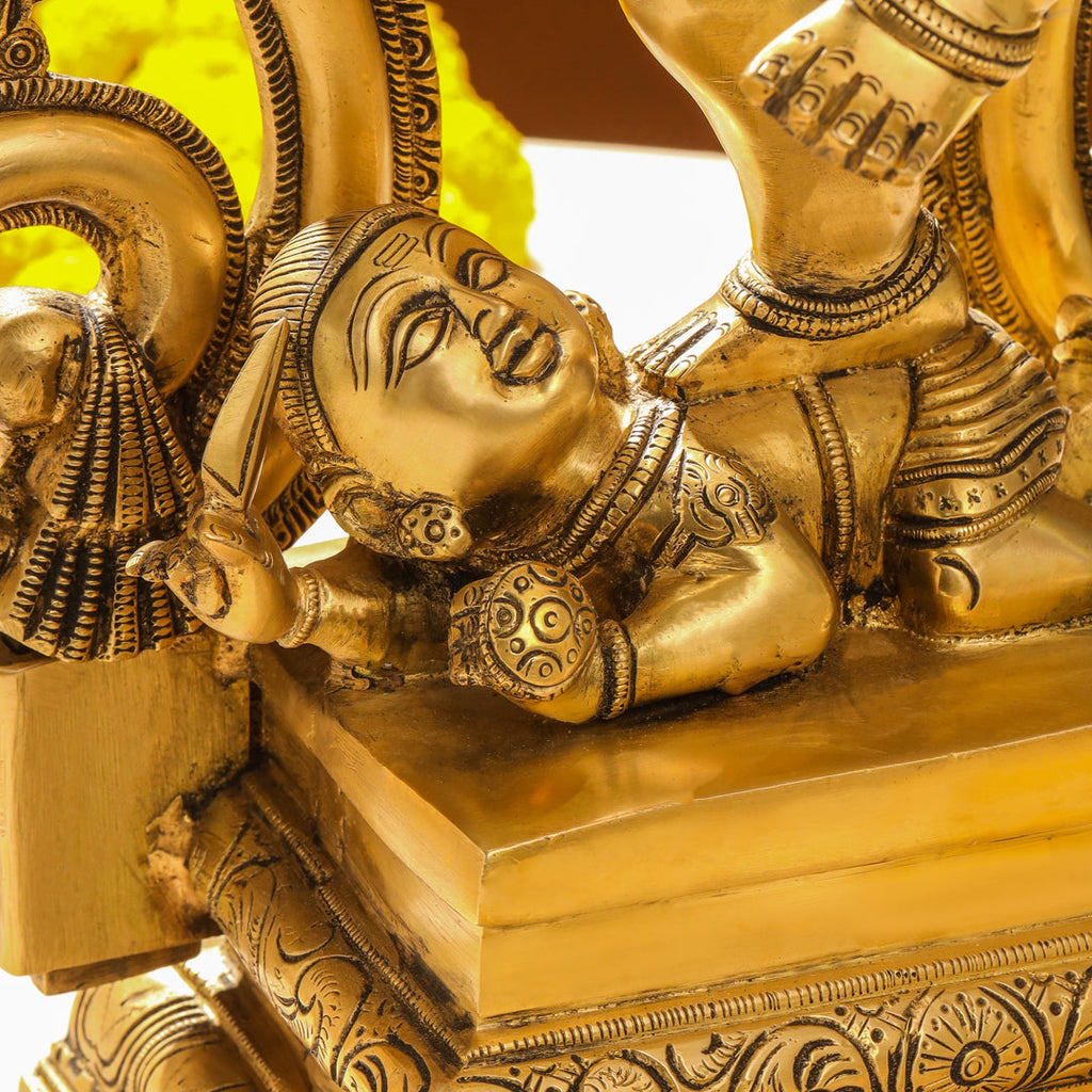 Brass Sixteen Armed Dancing Ganesha Idol (25.5 Inch) Vedansh Craft