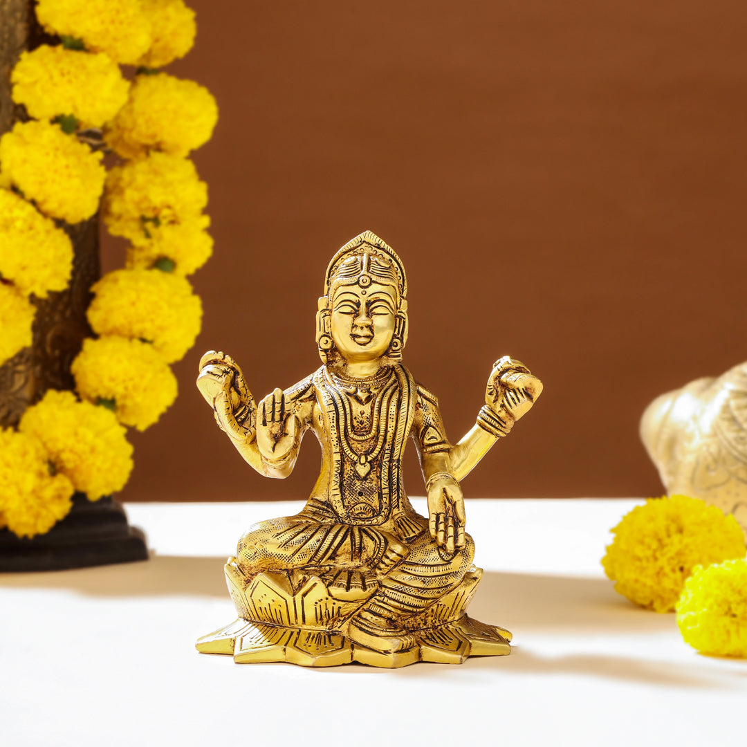 Brass Bala Tripurasundari Idol On Lotus (6 Inch) Vedansh Craft