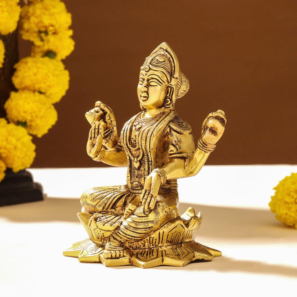 Brass Bala Tripurasundari Idol On Lotus (6 Inch) Vedansh Craft