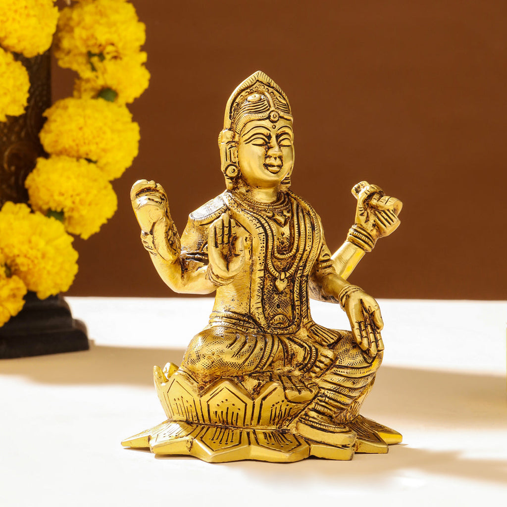 Brass Bala Tripurasundari Idol On Lotus (6 Inch) Vedansh Craft