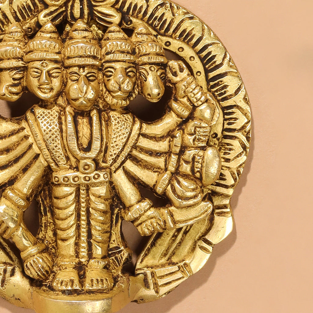 Brass Panchmukhi Hanuman Wall Hanging (4 Inch) Vedansh Craft