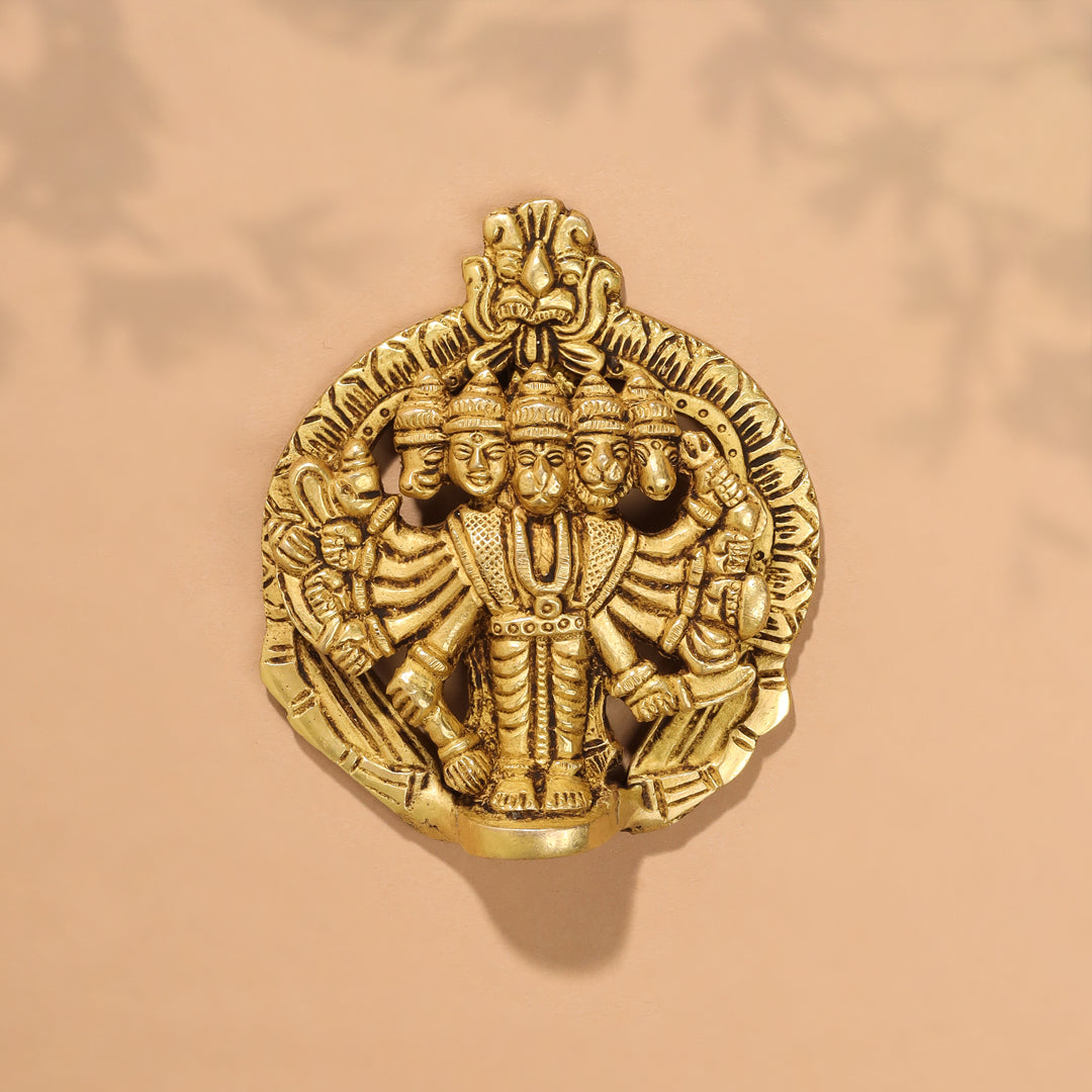 Brass Panchmukhi Hanuman Wall Hanging (4 Inch) Vedansh Craft