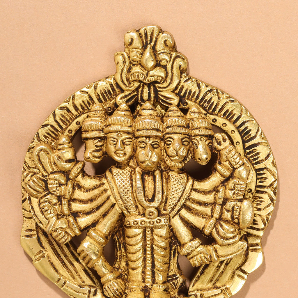 Brass Panchmukhi Hanuman Wall Hanging (4 Inch) Vedansh Craft