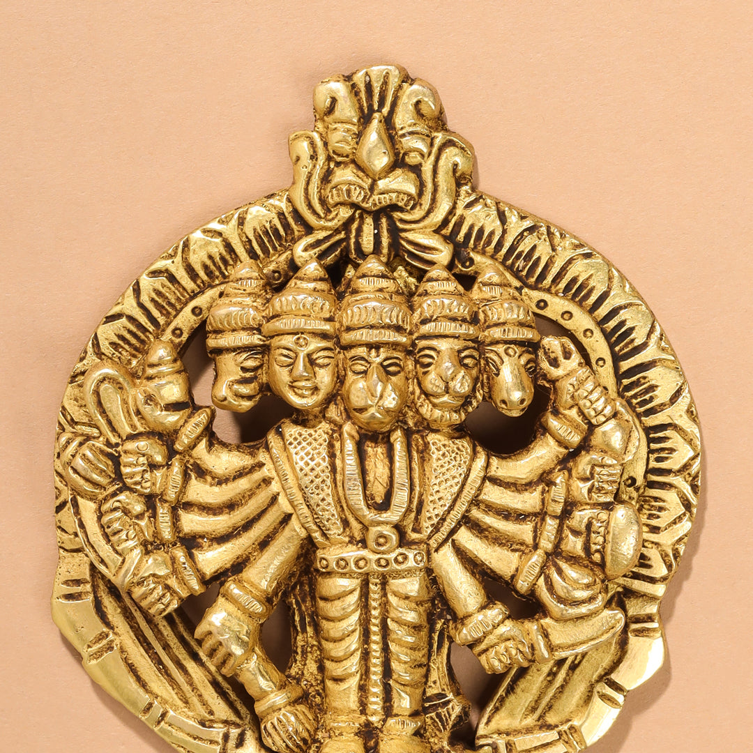 Brass Panchmukhi Hanuman Wall Hanging (4 Inch) Vedansh Craft