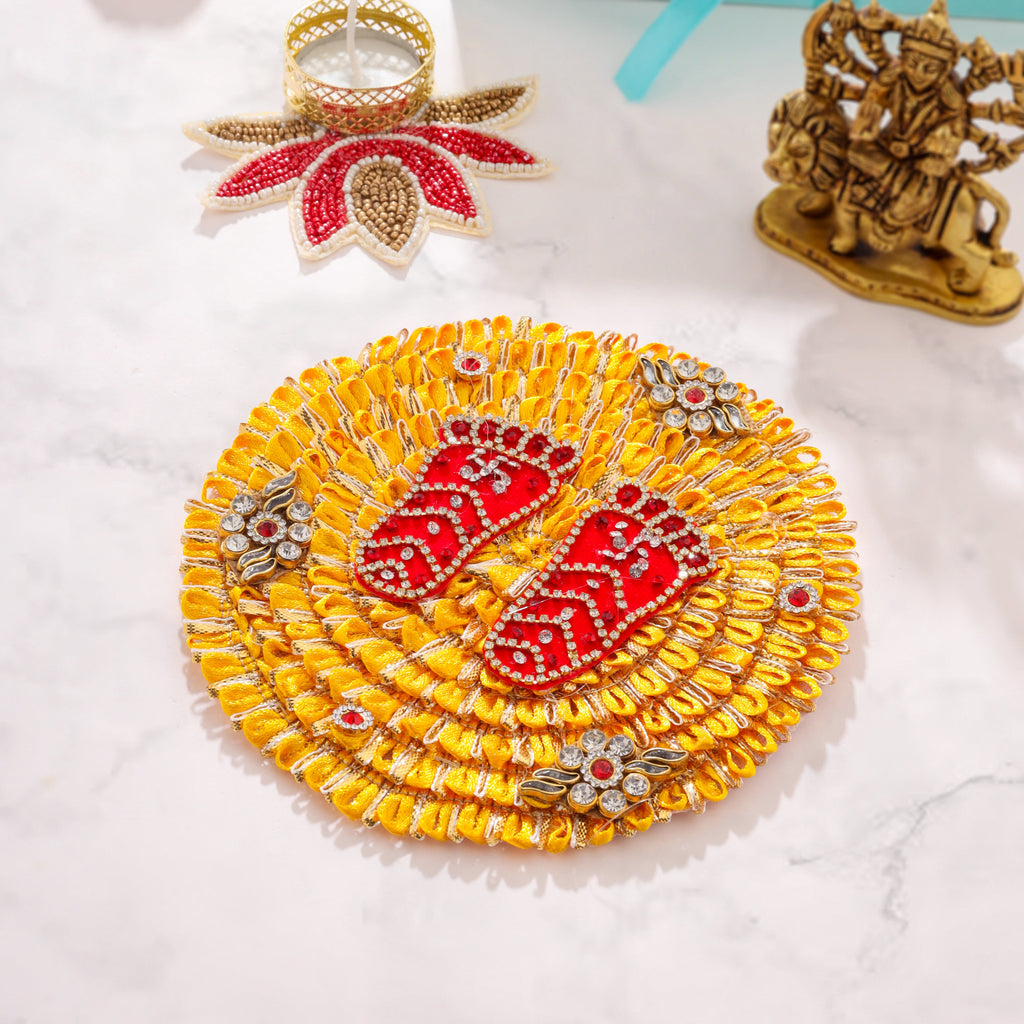 Brass Durga Idol, Charan Paduka Navaratri Pooja Gift Hamper Vedansh Craft