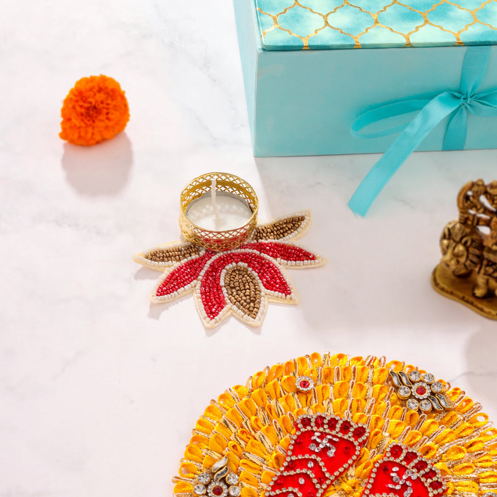 Brass Durga Idol, Charan Paduka Navaratri Pooja Gift Hamper Vedansh Craft