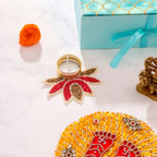 Brass Durga Idol, Charan Paduka Navaratri Pooja Gift Hamper Vedansh Craft