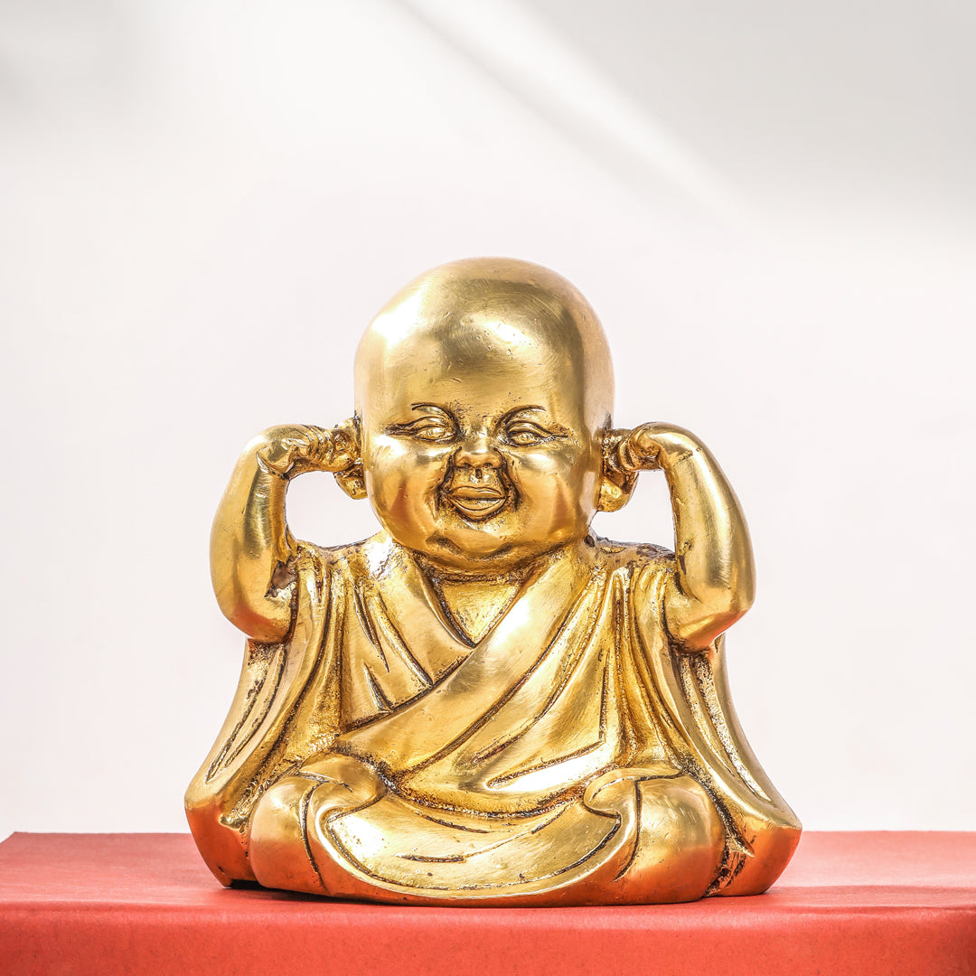 Brass Monks Baby Buddha Statues Set (5.5 Inch) Vedansh Craft
