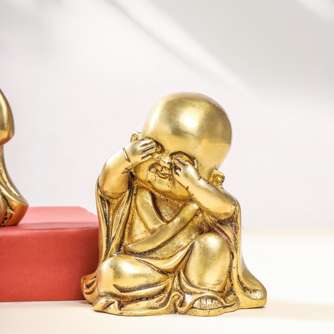 Brass Monks Baby Buddha Statues Set (5.5 Inch) Vedansh Craft