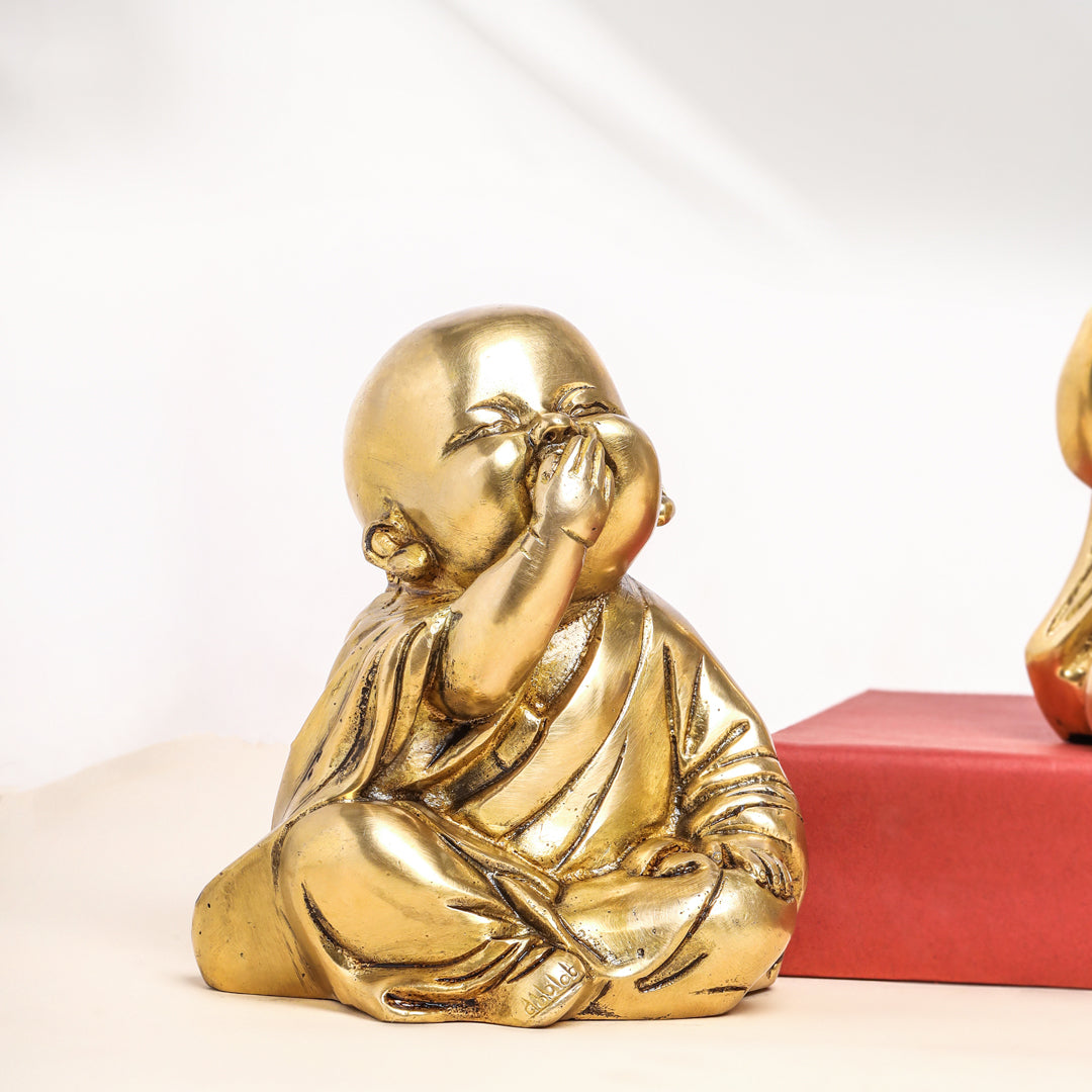 Brass Monks Baby Buddha Statues Set (5.5 Inch) Vedansh Craft
