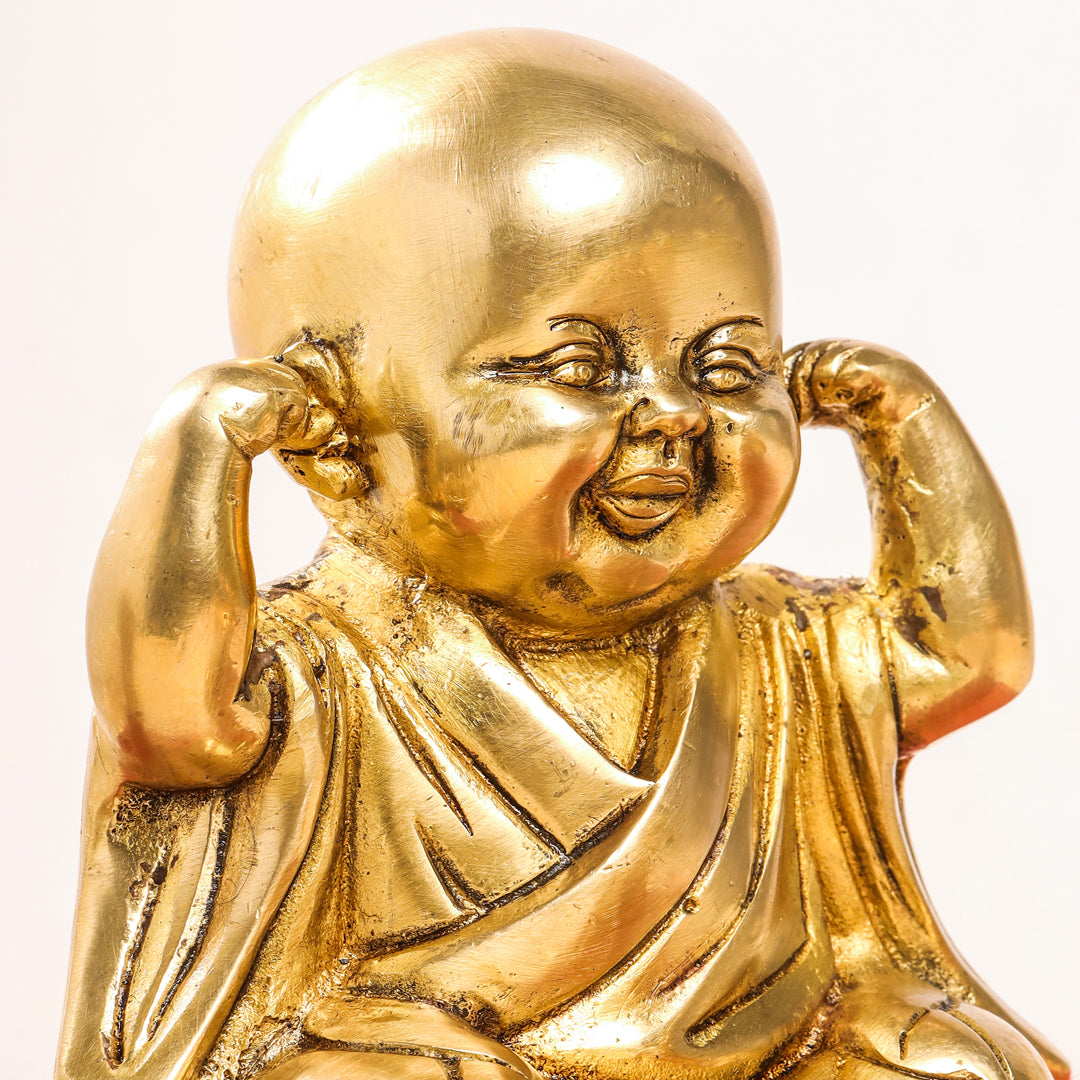 Brass Monks Baby Buddha Statues Set (5.5 Inch) Vedansh Craft