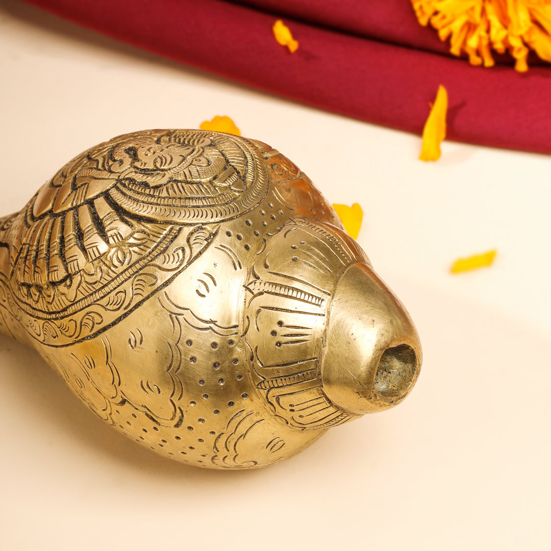Brass Lord Ganesha Conch (3.2 Inch) Vedansh Craft