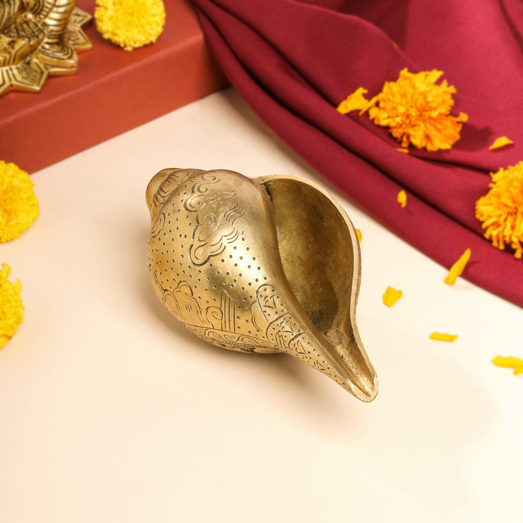 Brass Lord Ganesha Conch (3.2 Inch) Vedansh Craft