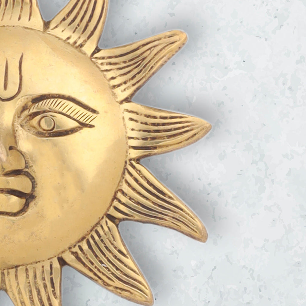 Brass Sun Face Wall Hanging (5 Inch) Vedansh Craft