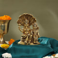 Brass Sitting Vishnu Lakshmi On Sheshnag Idol (6.5 Inch) Vedansh Craft
