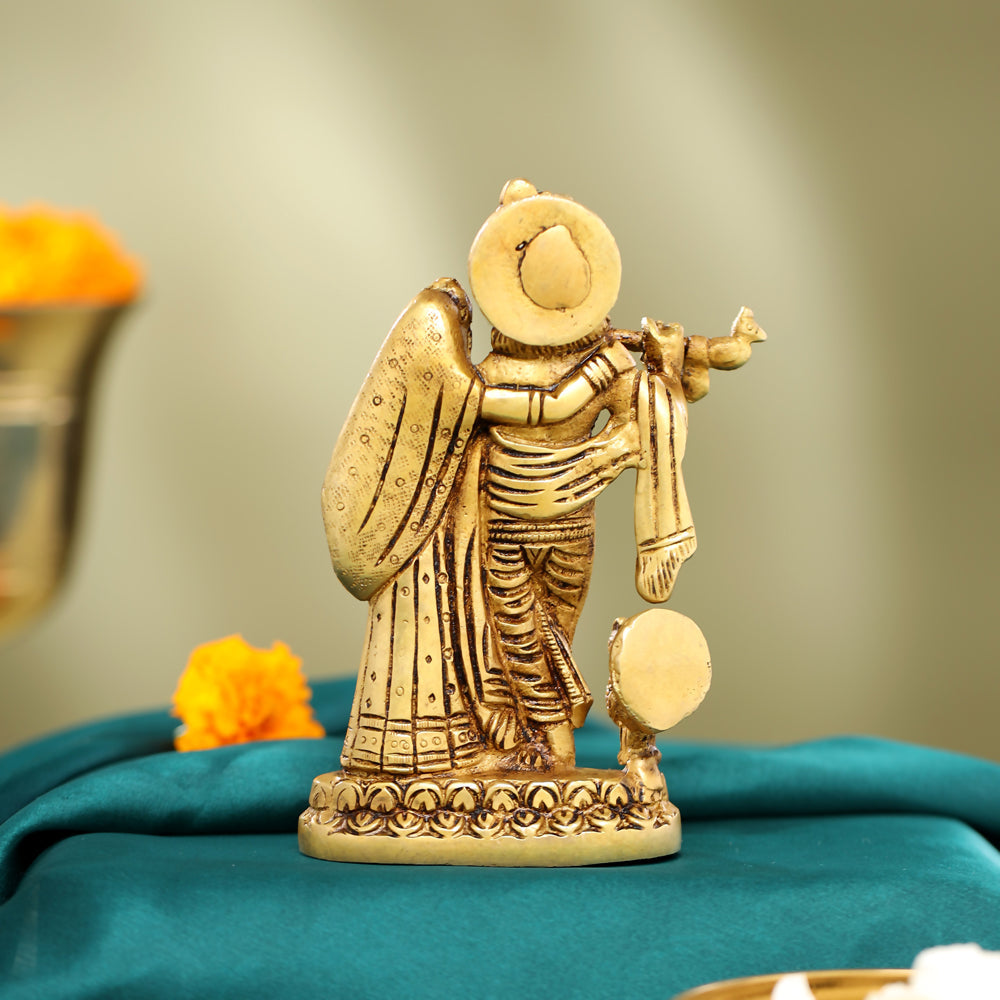 Brass Standing Radha Krishna Idol (6 Inch) Vedansh Craft