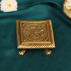 Brass Om Pooja Chowki (2 Inch) Vedansh Craft