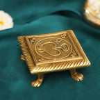 Brass Om Pooja Chowki (2 Inch) Vedansh Craft