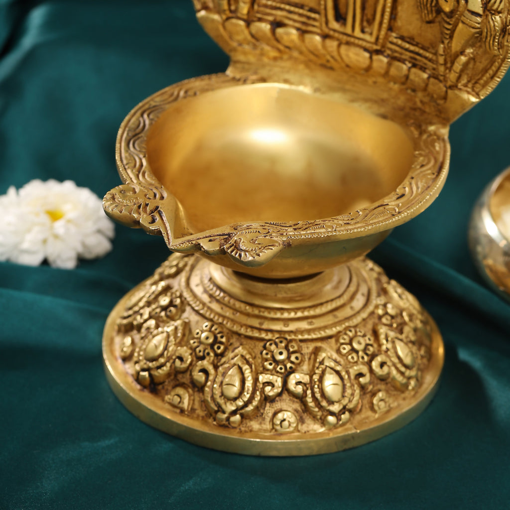 Brass Balaji Shankh Chakra And Namah Diya (9.5 Inch) Vedansh Craft