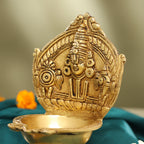 Brass Balaji Shankh Chakra And Namah Diya (9.5 Inch) Vedansh Craft