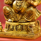 Brass Lord Sitting Ganesha Idol (9.5 Inch) Vedansh Craft