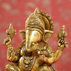 Brass Lord Sitting Ganesha Idol (9.5 Inch) Vedansh Craft