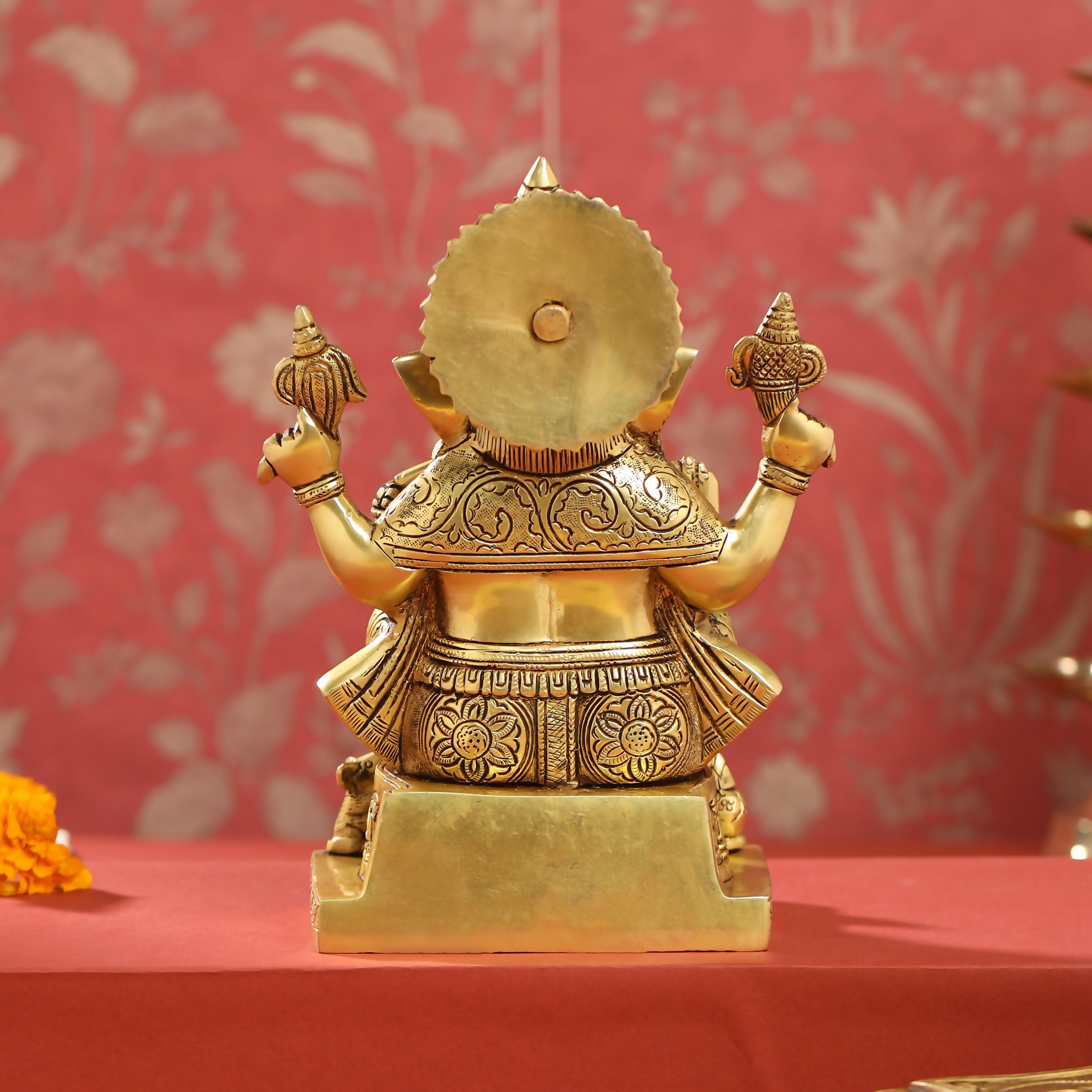 Brass Lord Sitting Ganesha Idol (9.5 Inch) Vedansh Craft