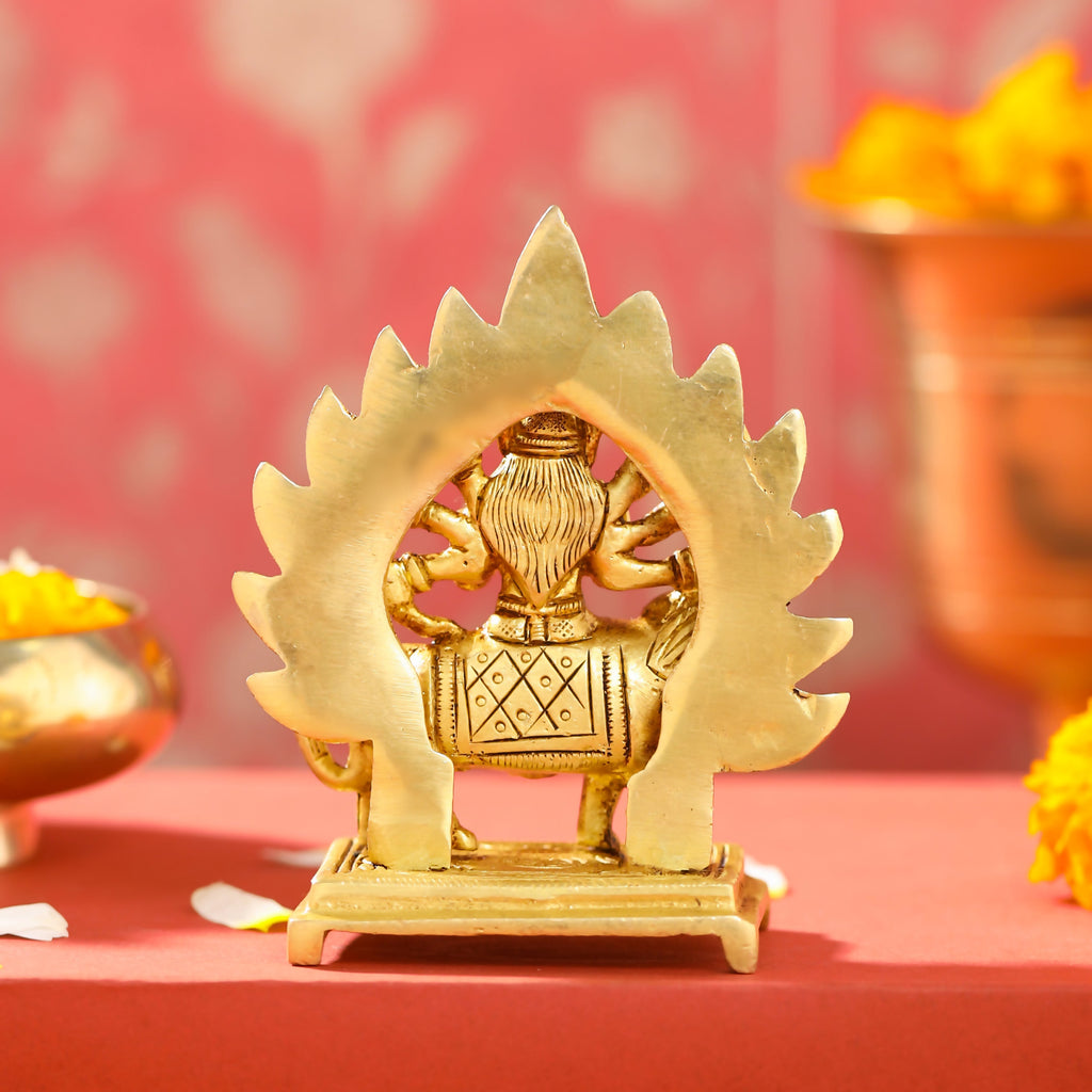 Brass Durga Devi Sitting on Lion Idol (4.5 Inch) Vedansh Craft