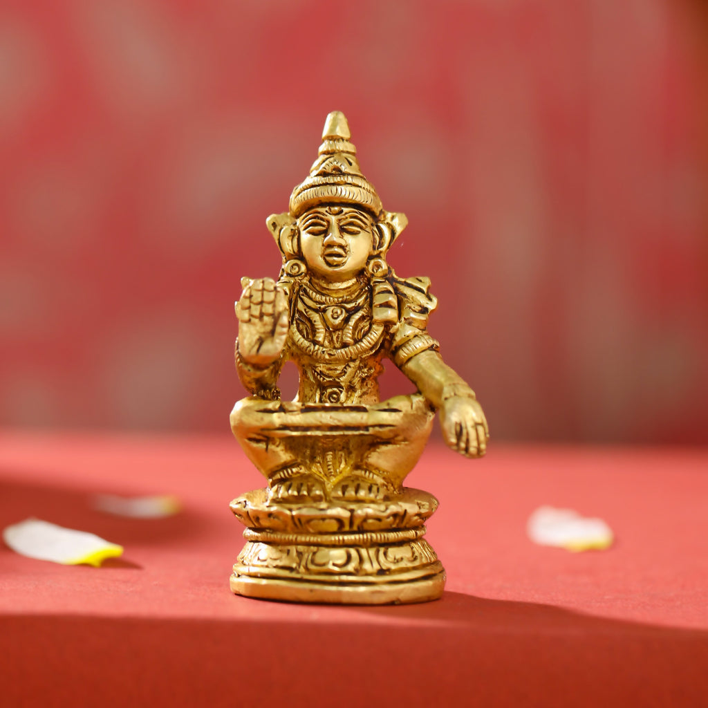 Brass Lord Ayyappa/Ayyappan Idol (3.5 Inch) Vedansh Craft
