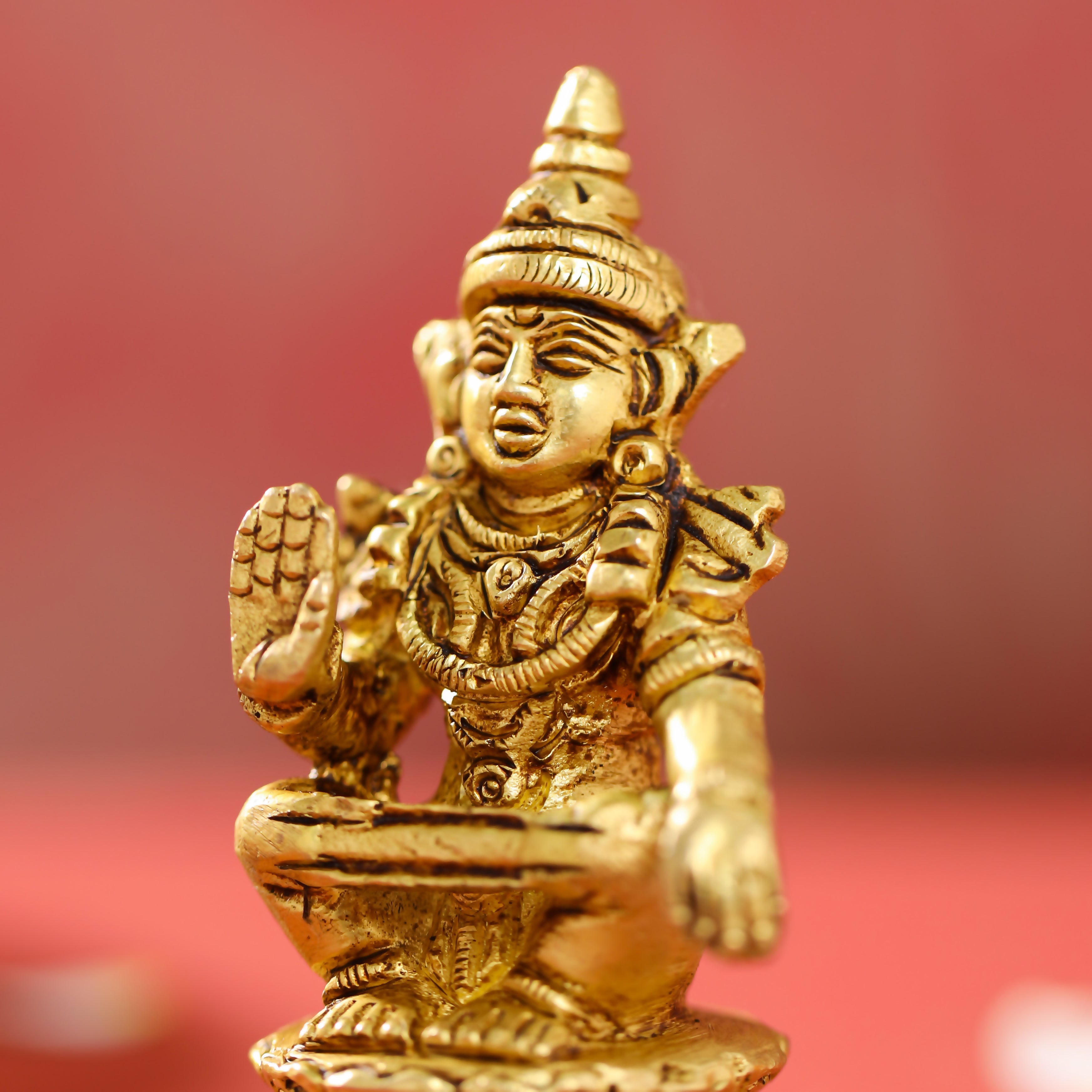 Brass Lord Ayyappa/Ayyappan Idol (3.5 Inch) Vedansh Craft