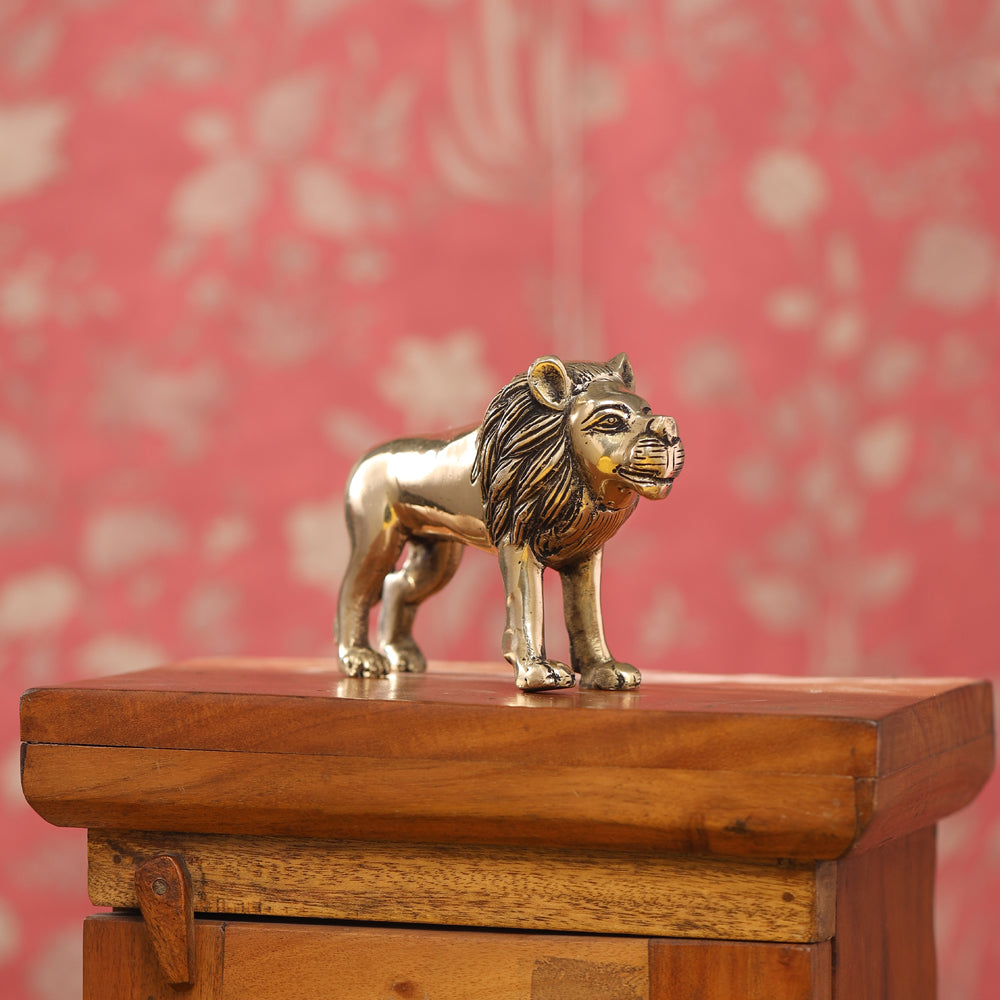 Brass Lion Statue (3.5 Inch) Vedansh Craft