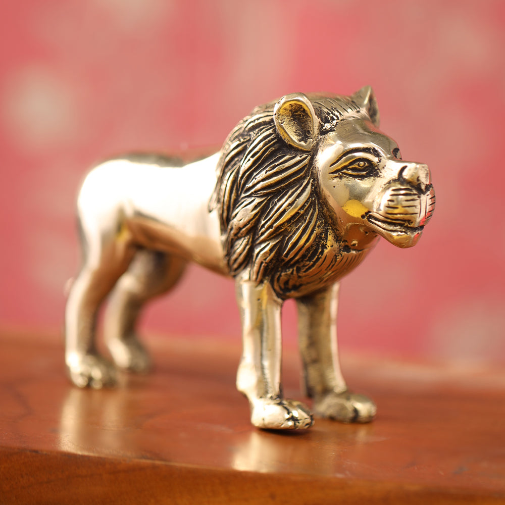 Brass Lion Statue (3.5 Inch) Vedansh Craft