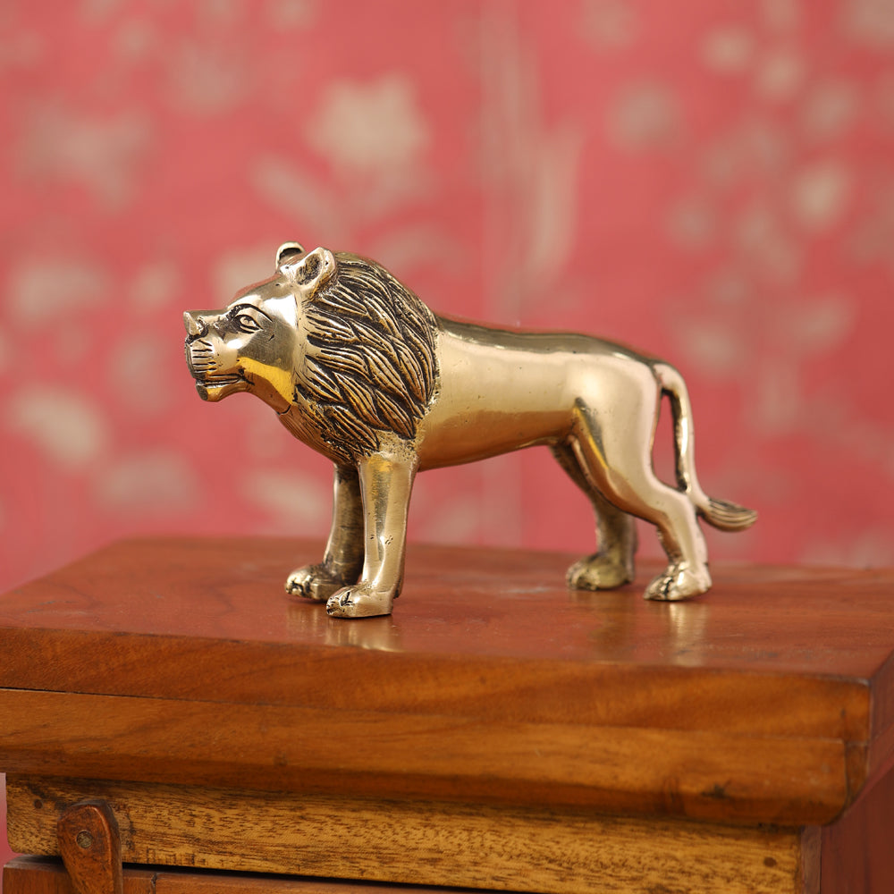 Brass Lion Statue (3.5 Inch) Vedansh Craft