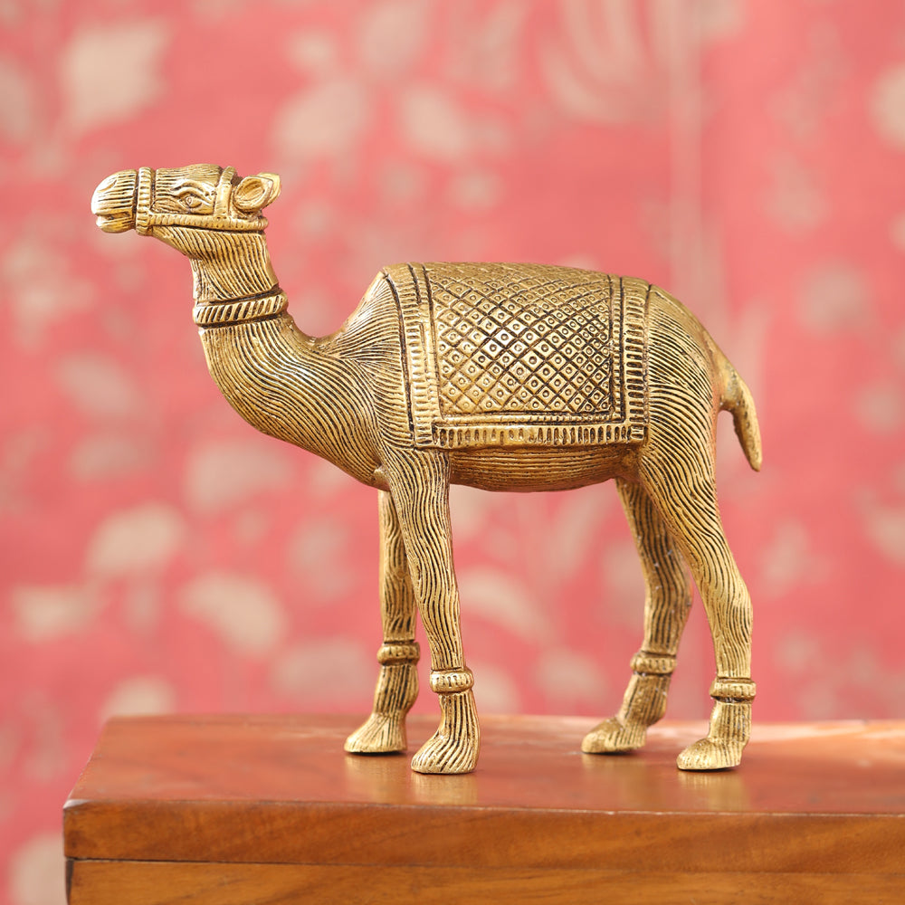 Brass Standing Camel Statue (7 Inch) Vedansh Craft