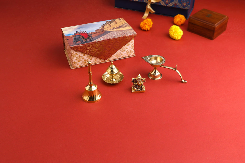 Brass Ganesha Idol & Handbell Corporate/Gift Hamper Vedansh Craft
