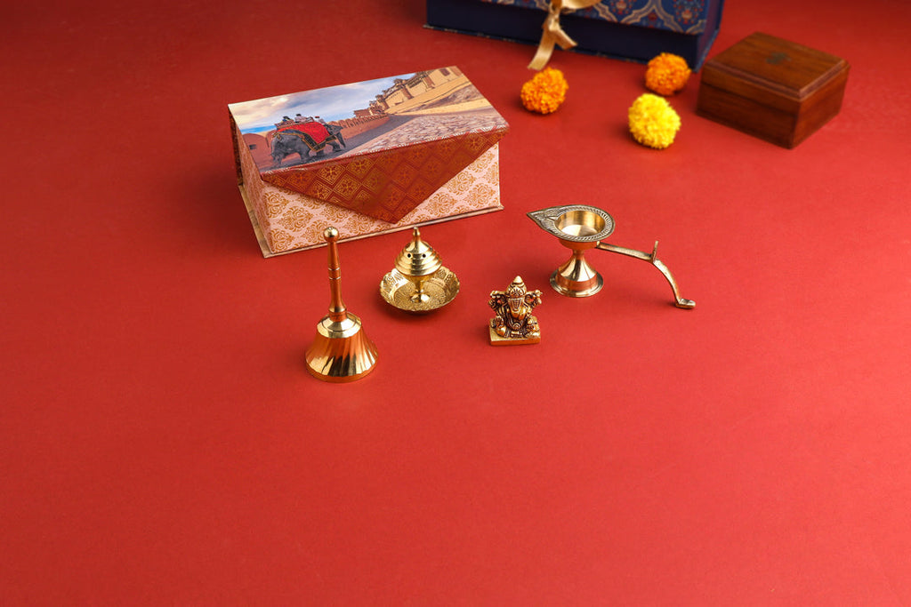 Brass Ganesha Idol & Handbell Corporate/Gift Hamper Vedansh Craft