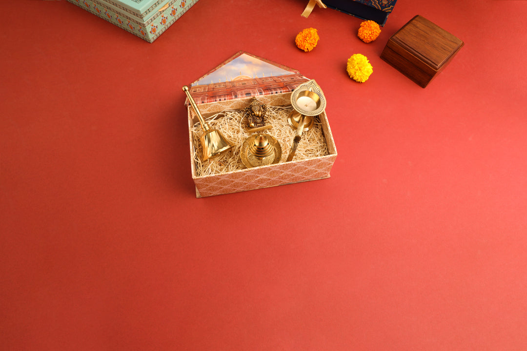 Brass Ganesha Idol & Handbell Corporate/Gift Hamper Vedansh Craft