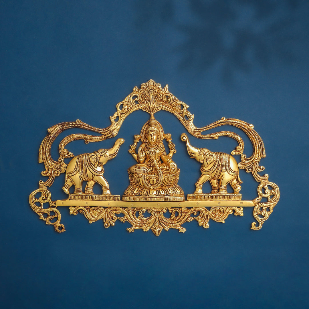 Brass Gaja Lakshmi Wall Hanging (11 Inch) Vedansh Craft