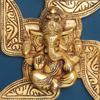 Brass Ganesha On Swastik Wall Hanging (7 Inch) Vedansh Craft