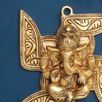 Brass Ganesha On Swastik Wall Hanging (7 Inch) Vedansh Craft