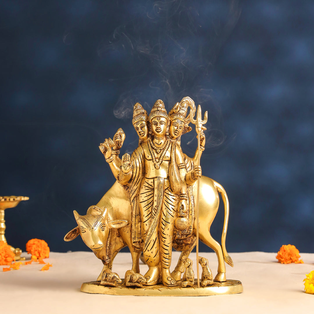 Brass Lord Dattatreya Idol (10.5 Inch) Vedansh Craft