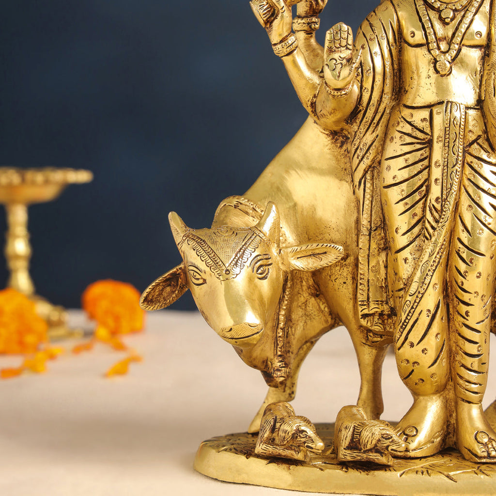 Brass Lord Dattatreya Idol (10.5 Inch) Vedansh Craft