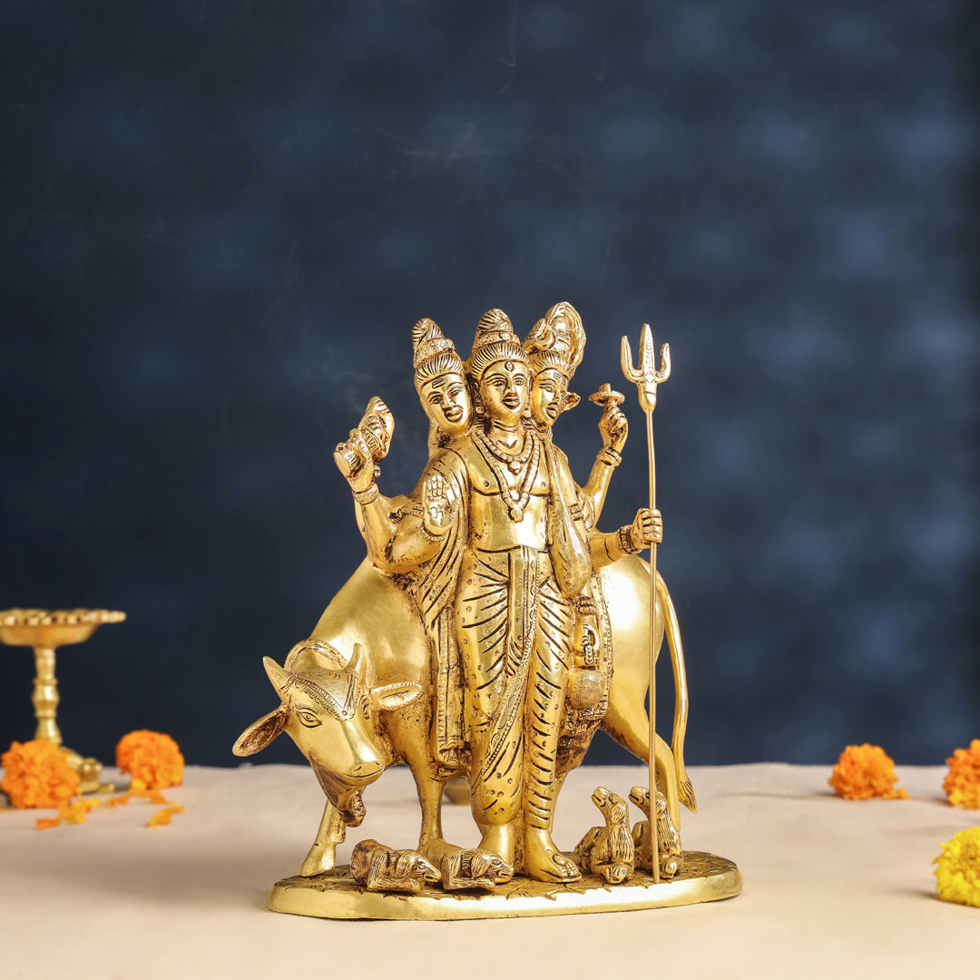 Brass Lord Dattatreya Idol (10.5 Inch) Vedansh Craft