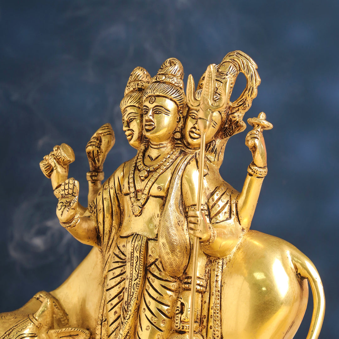 Brass Lord Dattatreya Idol (10.5 Inch) Vedansh Craft