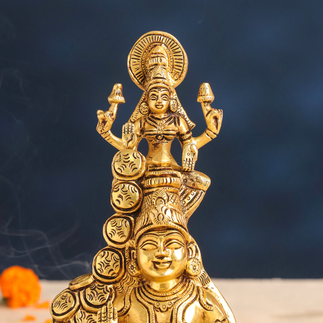 Brass Sitting Kuber And Lakshmi Idol (10.5 Inch) Vedansh Craft