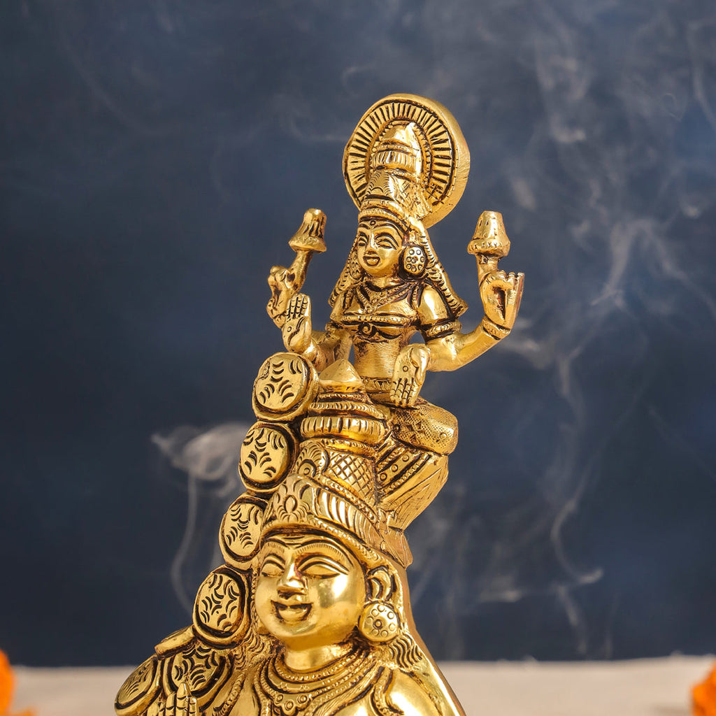 Brass Sitting Kuber And Lakshmi Idol (10.5 Inch) Vedansh Craft